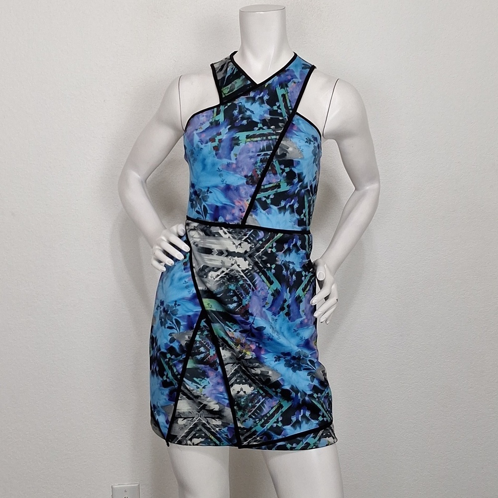 Parker Modern Abstract Print Avant Guard Art Contemporary Bodycon Dress Size S